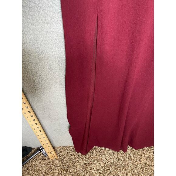 Dress The Population maroon Amy one shoulder crepe gown bridesmaid side slit M - Picture 9 of 13